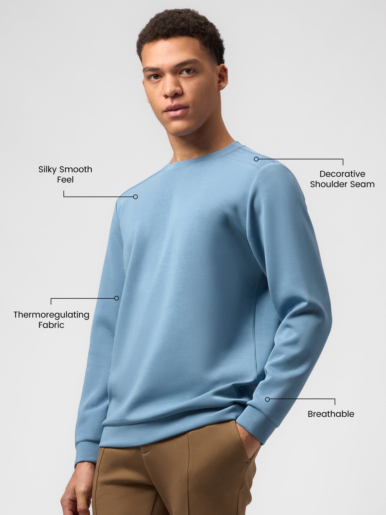 Modal Blend Long Sleeve Tee Shoulder Stitch